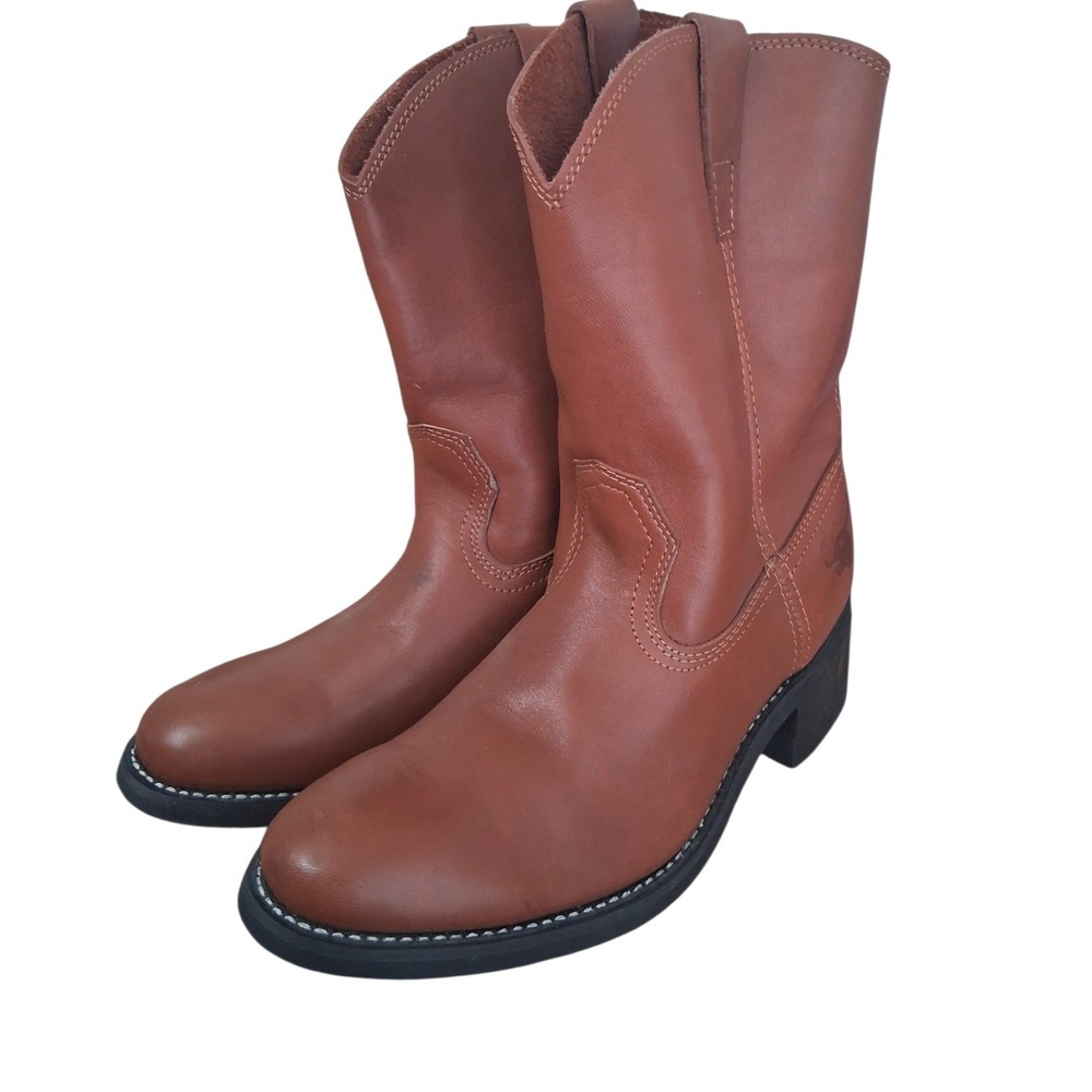 Texas Steer Leather Western Mens size 9 Cowboy Oil Chemical Resistant Work Boots